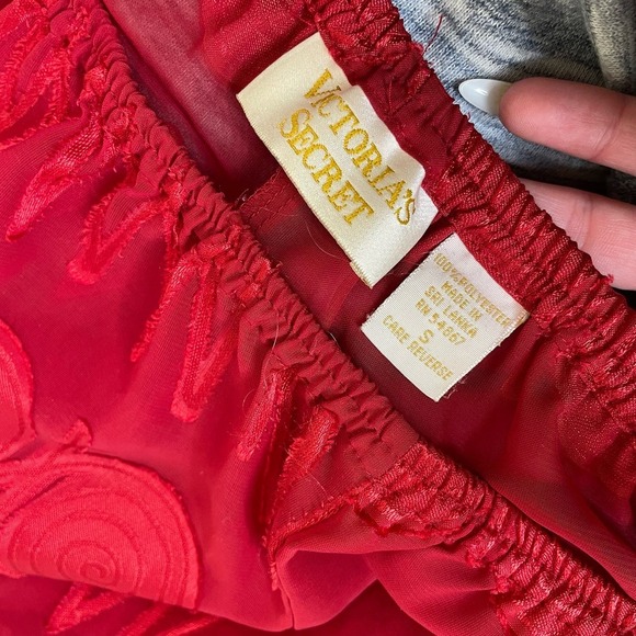 Victoria's Secret Gold label vintage semi sheer red pants sleep night PJ's SM - Picture 5 of 6
